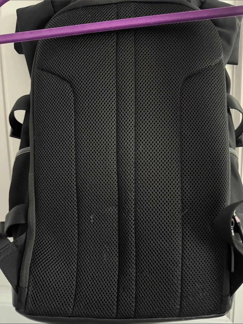Michael Kors Black Roll-Top Nylon Backpack with Leather Trim